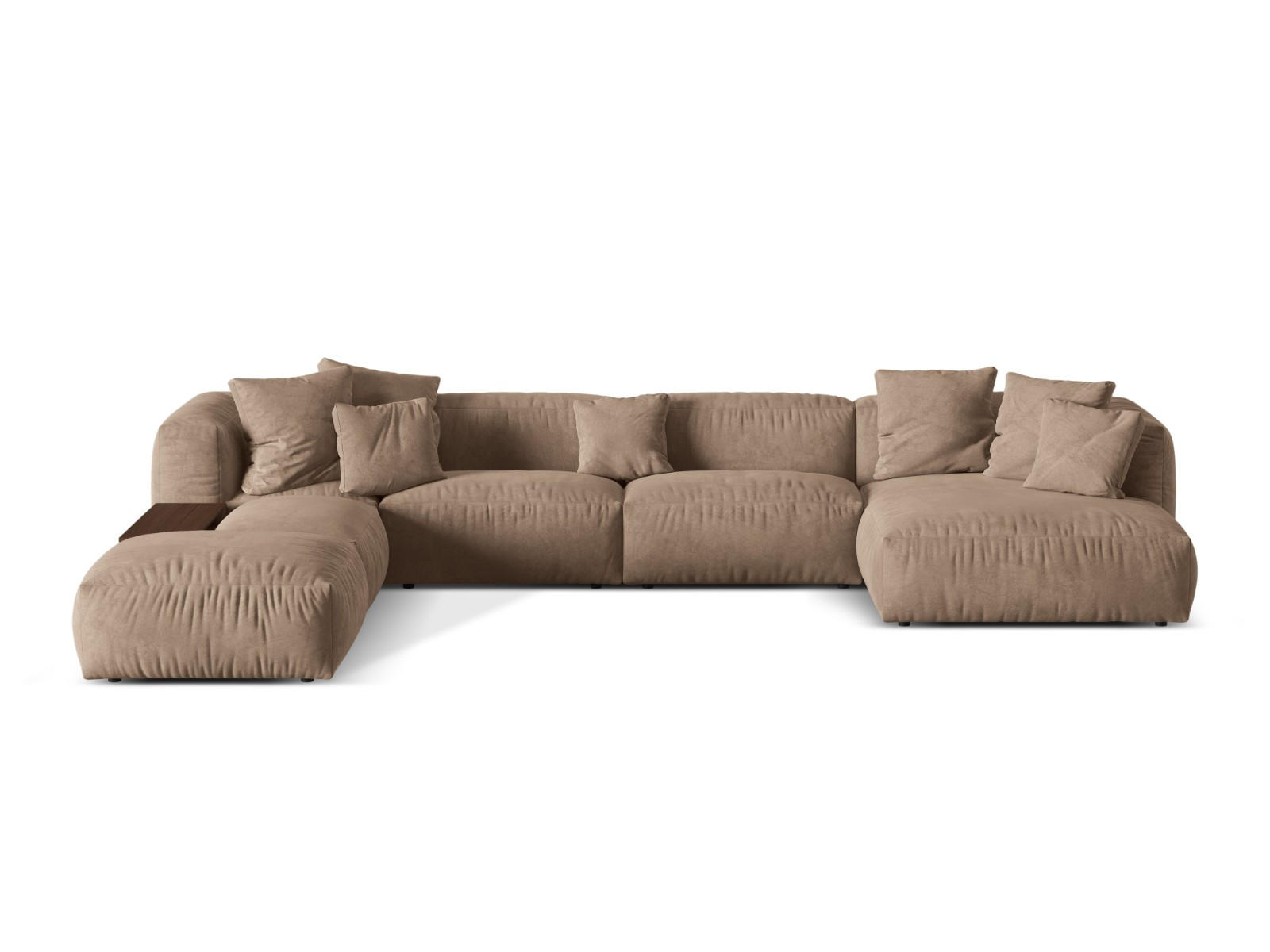 PANORAMASOFA modular links Martina aus Samt dunkelbeige 5 Sitzplätze - Mokka, Textil (280/75/406cm) - Micadoni