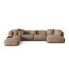 PANORAMASOFA modular links Martina aus Samt dunkelbeige 5 Sitzplätze - Mokka, Textil (280/75/406cm) - Micadoni