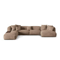 PANORAMASOFA modular links Martina aus Samt dunkelbeige 5 Sitzplätze - Mokka, Textil (280/75/406cm) - Micadoni