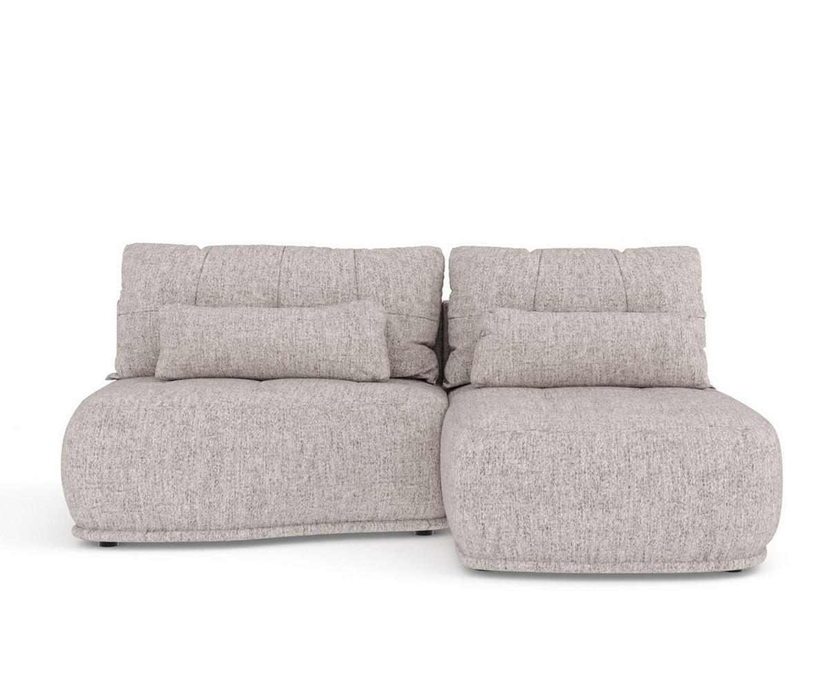 ECKSOFA MIT SCHLAFFUNKTION Batu Hellbraun Webstoff - Hellbraun/Schwarz, Holz/Holzwerkstoff (223/158cm) - Maison de Reve