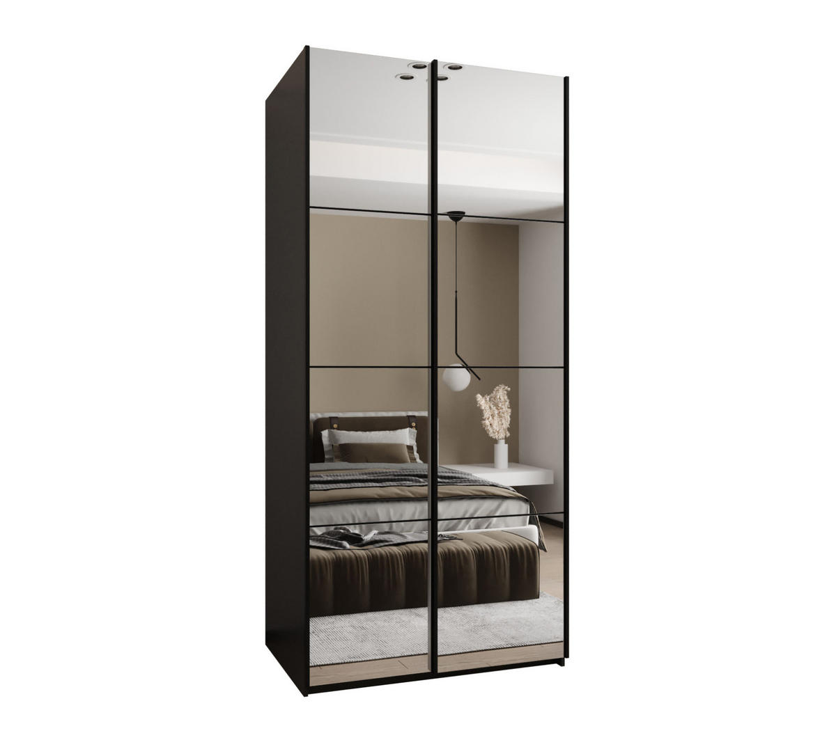 SCHWEBETÜRENSCHRANK 245,5/110/64 2-türig - Schwarz, Holz/Metall (110/245/64cm) - Abiks Möbel