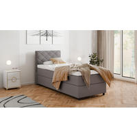 BOXBETT Diamaro 90x200 cm mit Bettkasten und Topper - Dunkelgrau - Grau, Holz (90/200cm) - Homesy