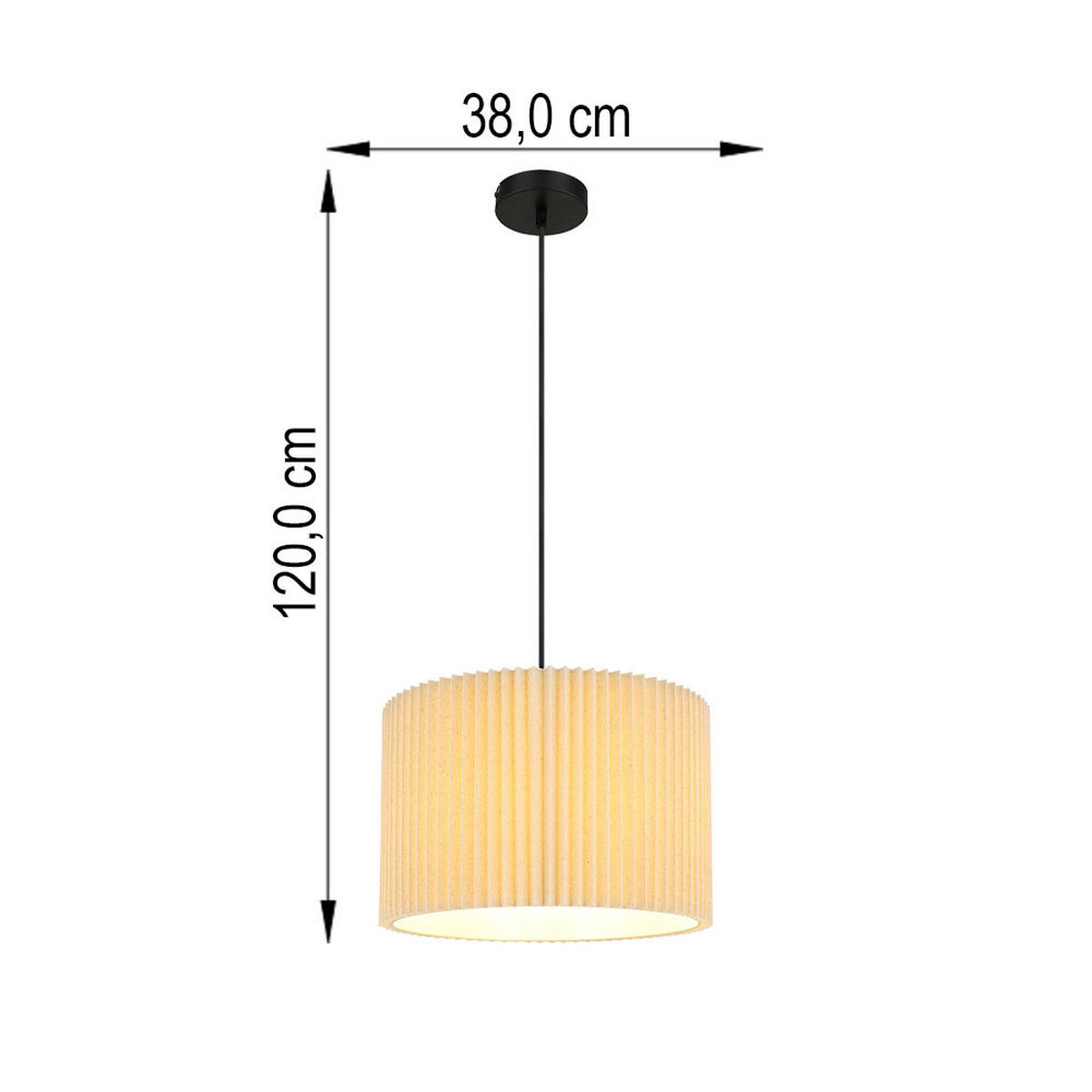 PENDELLEUCHTE Textil naturfarben - Beige, Metall (38/38/120cm) - Globo Lighting