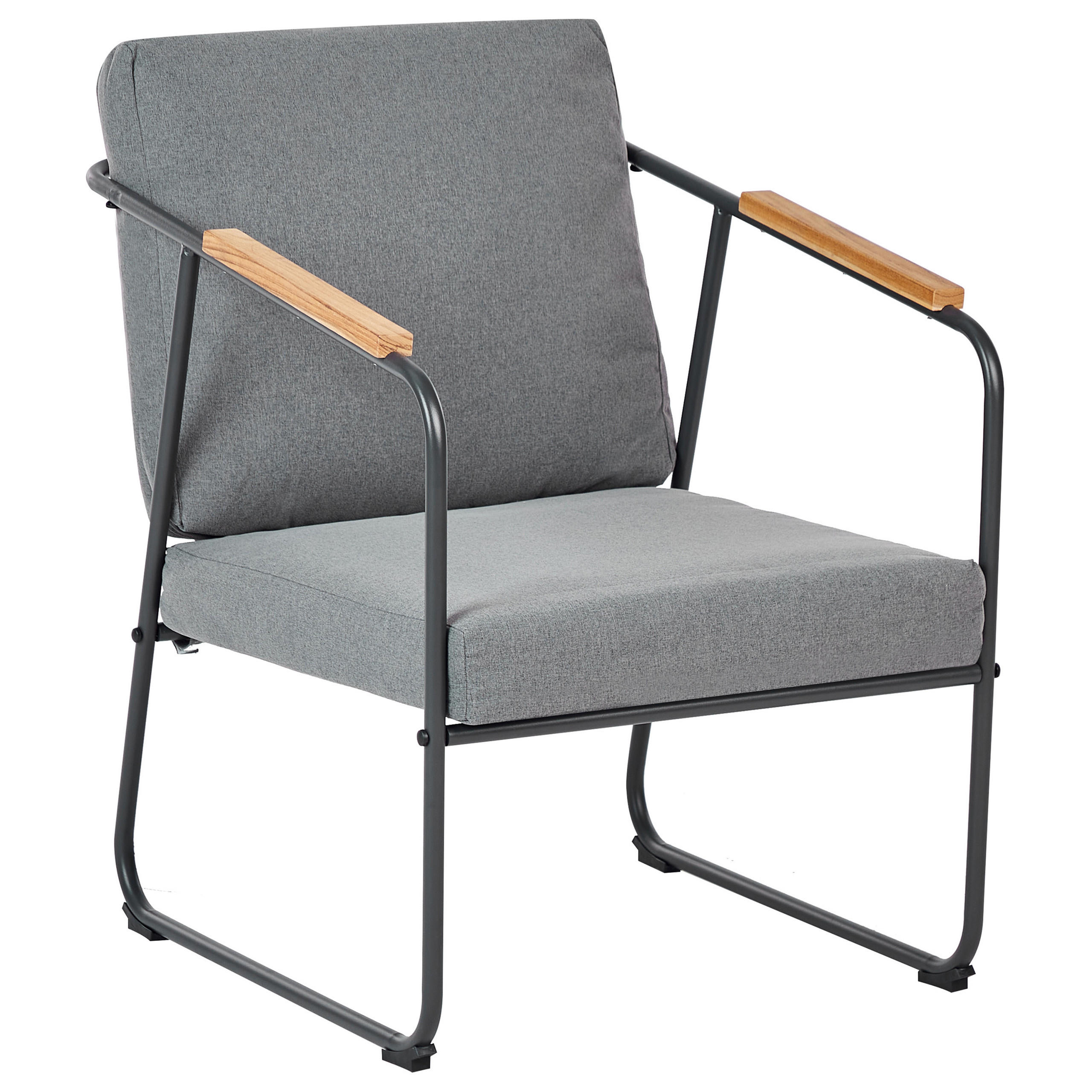 LOUNGE-SET 4-sitzer Stahl Grau Vezzana - Hellbraun/Schwarz, Metall - Beliani