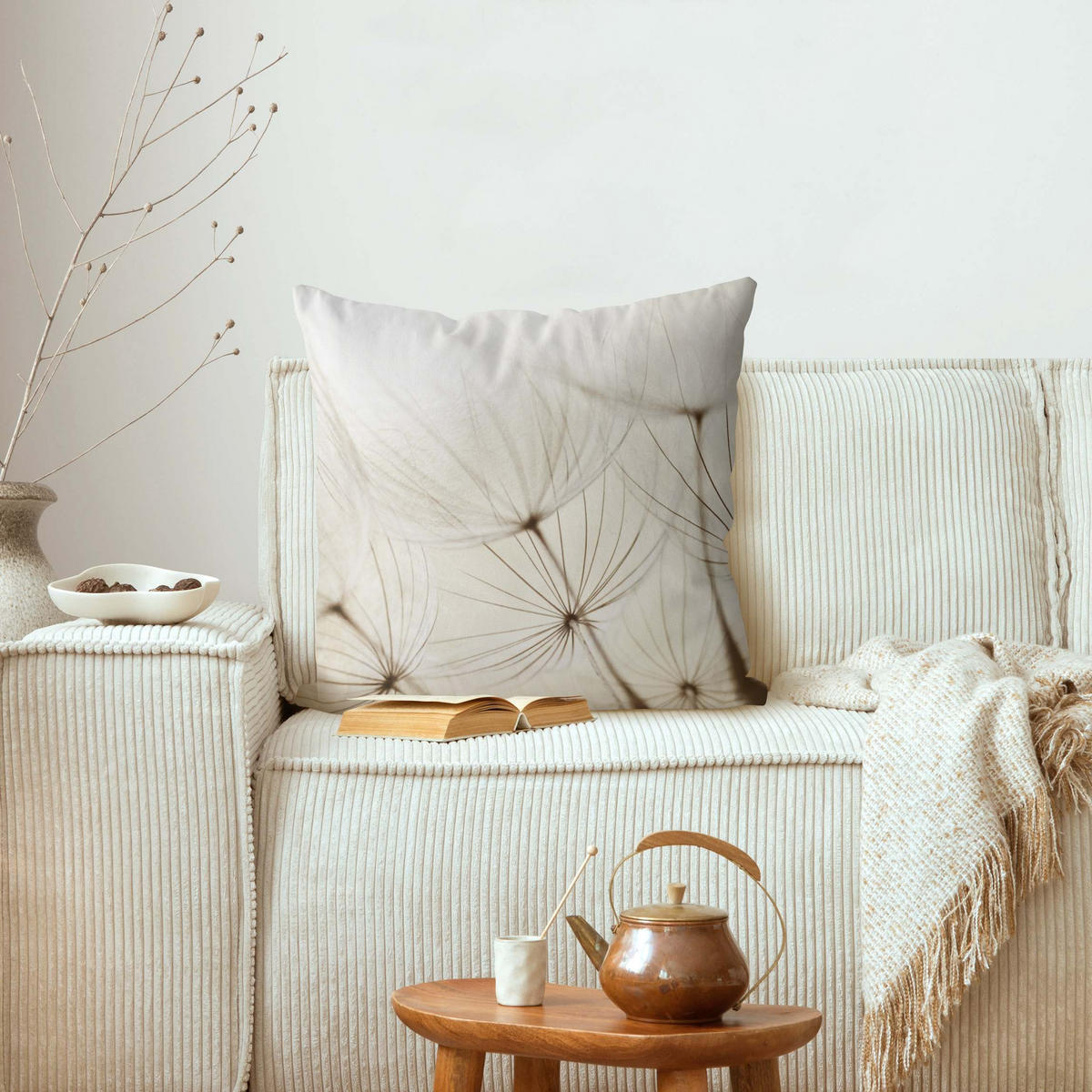 DEKOKISSEN Sanfte Gräser 40/40 cm - Eichefarben, Textil (40/40/10cm) - Bilderwelten