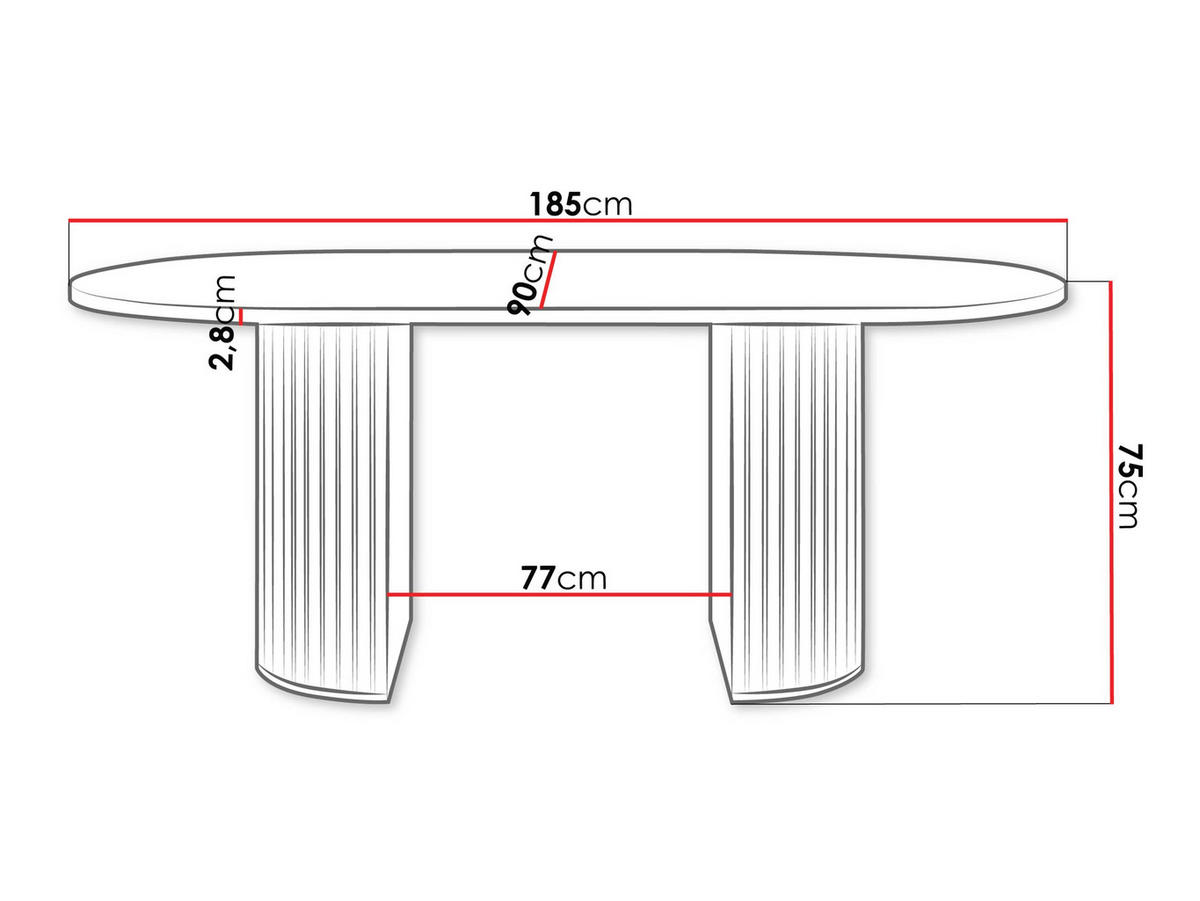 ESSTISCH Wotkon - Schwarz, Holzwerkstoff (185/90/75cm) - MIRJAN24