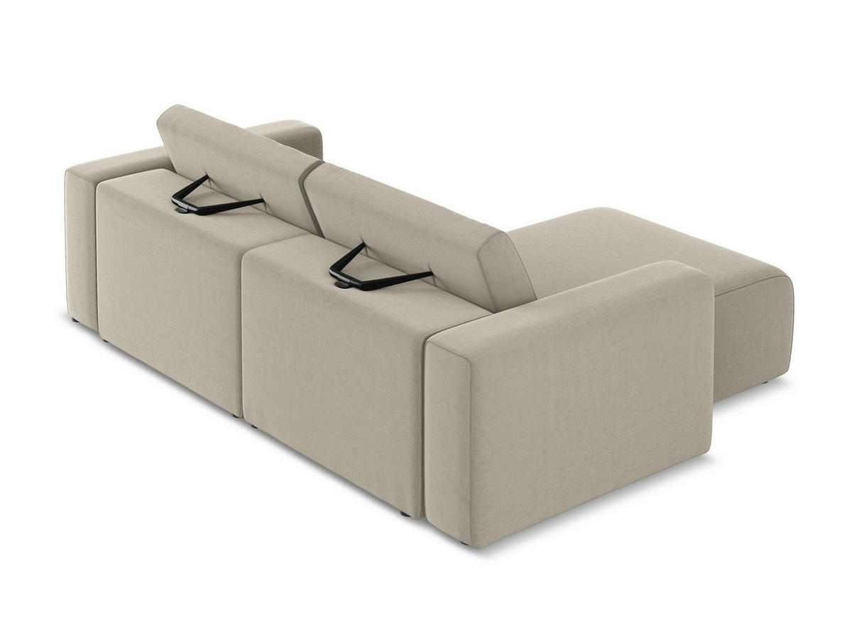 ECKSOFA Links Samt Stoff Creme - Perlmutt/Lila, Kunststoff/Textil (167/224cm) - Makamii