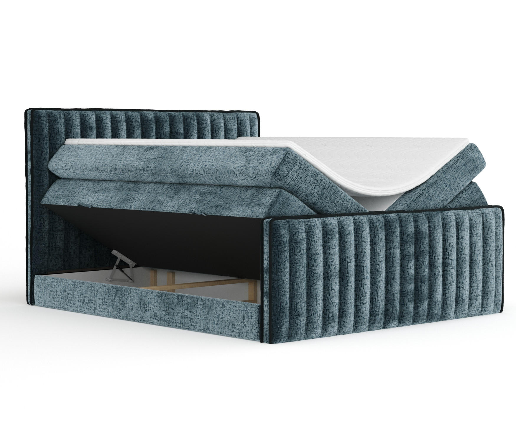 BOXSPRINGBETT Nocturne Blau 140/200 cm - Blau/Schwarz, Holz/Holzwerkstoff (140/200cm) - Maison de Reve