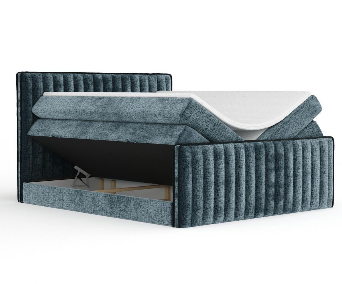 BOXSPRINGBETT Nocturne Blau 140/200 cm - Blau/Schwarz, Holz/Holzwerkstoff (140/200cm) - Maison de Reve