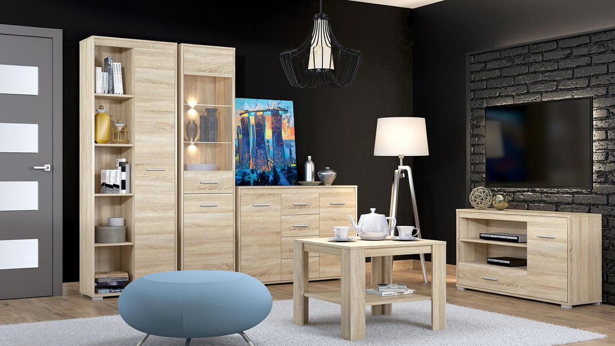 KOMMODE Avo Sonoma Eiche, Absetzung austauschbar 120 / 34 / 85cm - Braun/Sonoma Eiche, Holz/Holzwerkstoff (120/85/34cm) - Feldmann-Wohnen