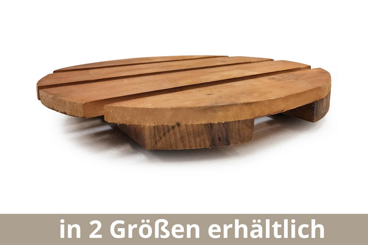 PFLANZENROLLER rund Akazienholz Ø 40 cm, Braun - Braun, Holz (40/4.5cm) - dasmöbelwerk