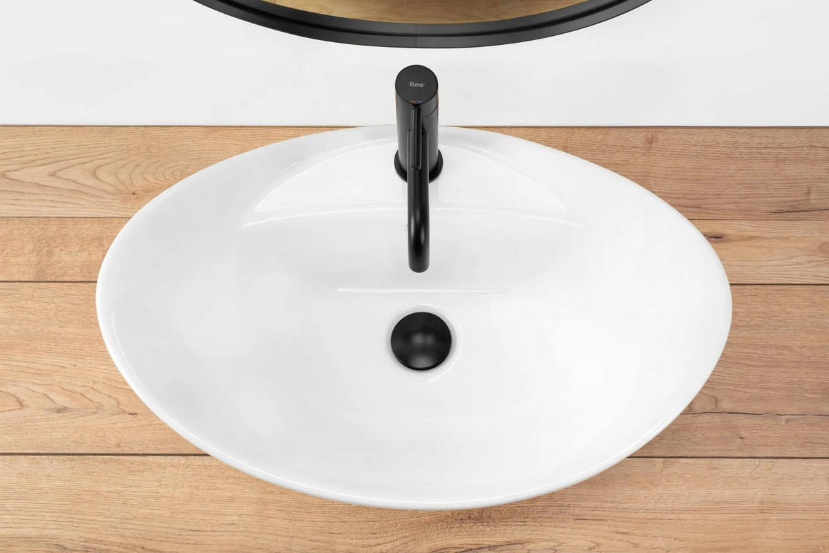 AUFSATZWASCHBECKEN Rea Cindy - Weiß, Keramik (39/22/58.5cm) - REA