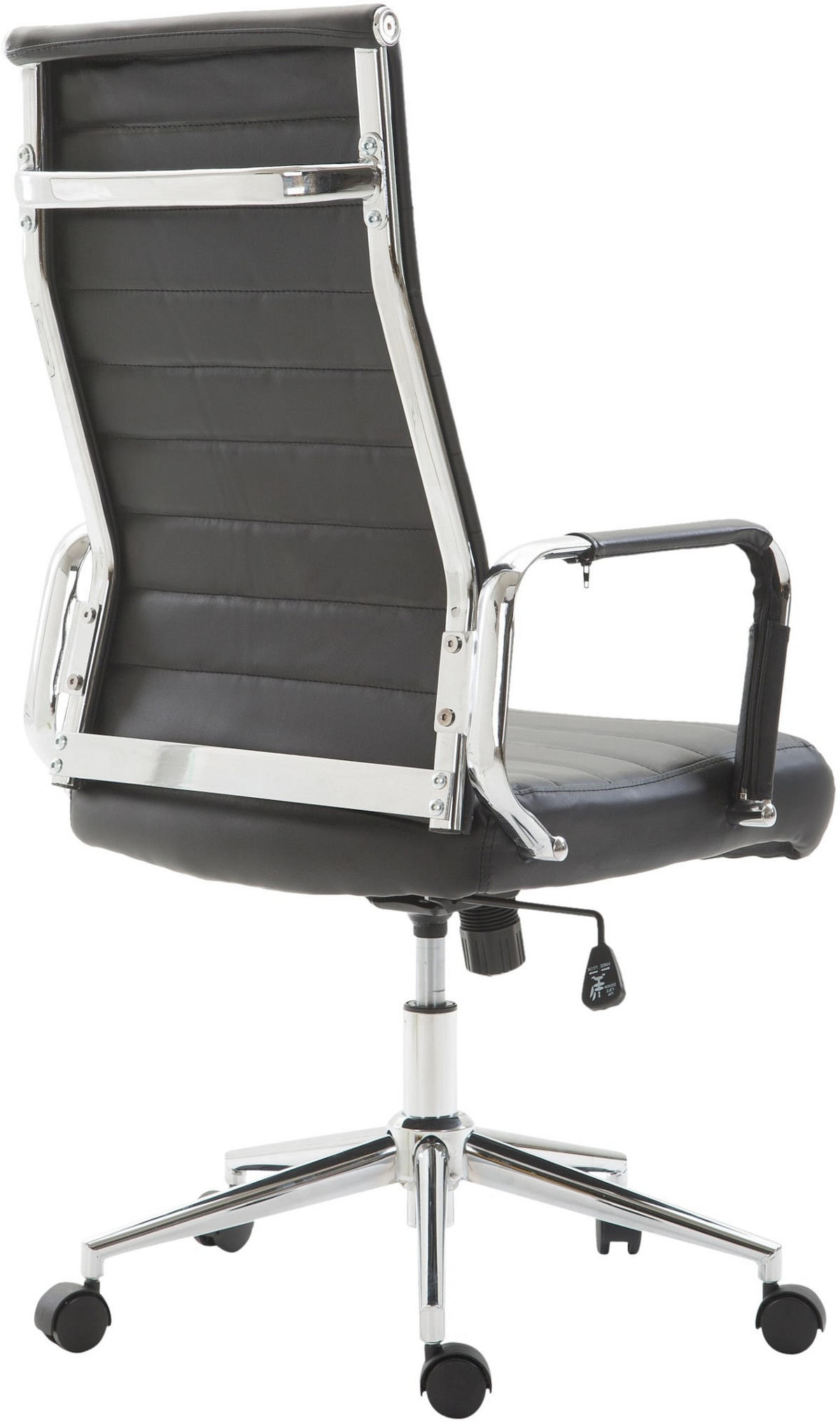 DREHSTUHL Lederlook schwarz - Chromfarben/Schwarz, Textil/Metall (58/105/66cm) - CLP