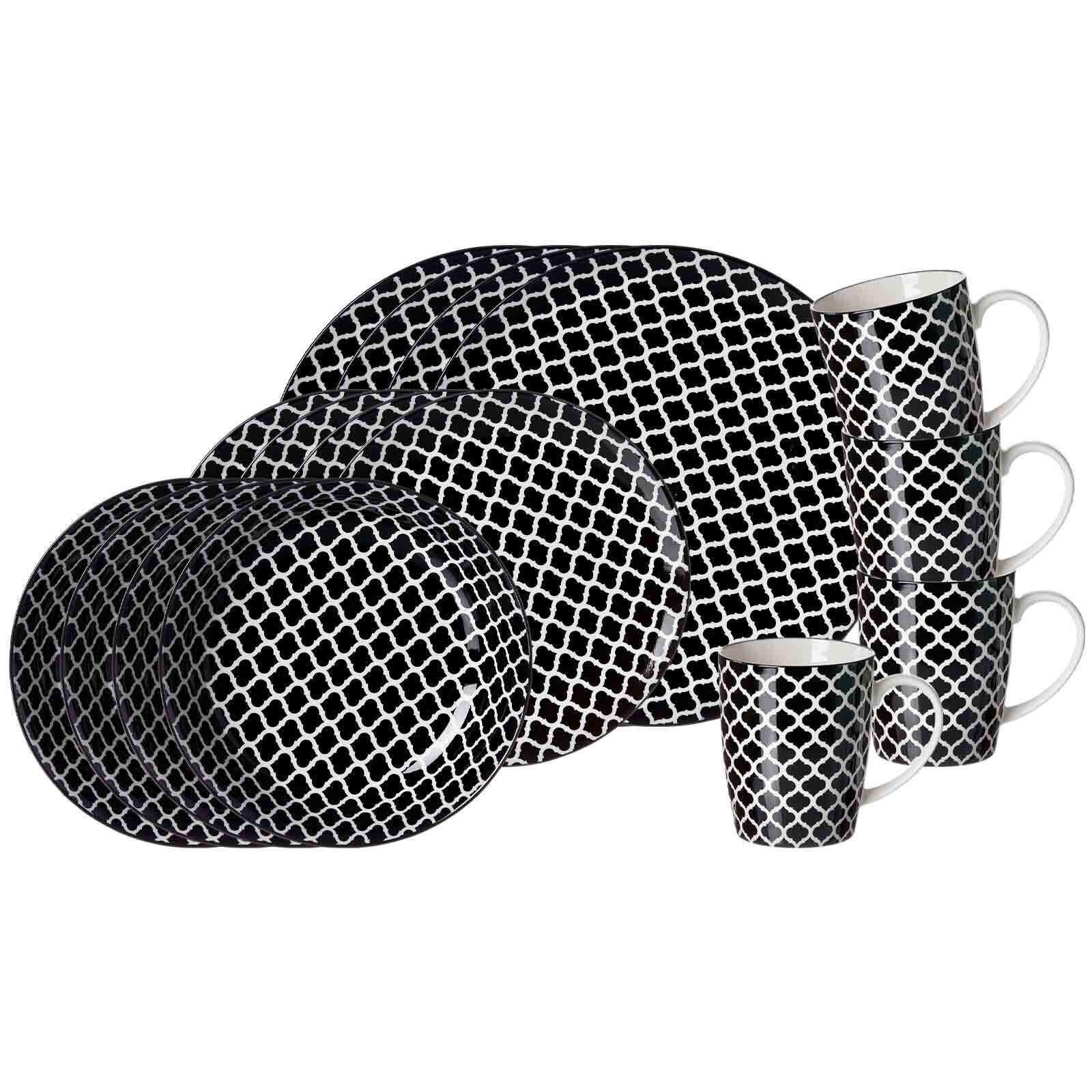 KOMBISERVICE Takeo Swing schwarz-weiß 16er Set - Schwarz/Weiß, Keramik (1/1/1cm) - Ritzenhoff Breker