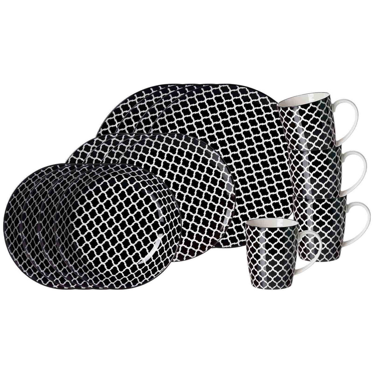 KOMBISERVICE Takeo Swing schwarz-weiß 16er Set - Schwarz/Weiß, Keramik (1/1/1cm) - Ritzenhoff Breker