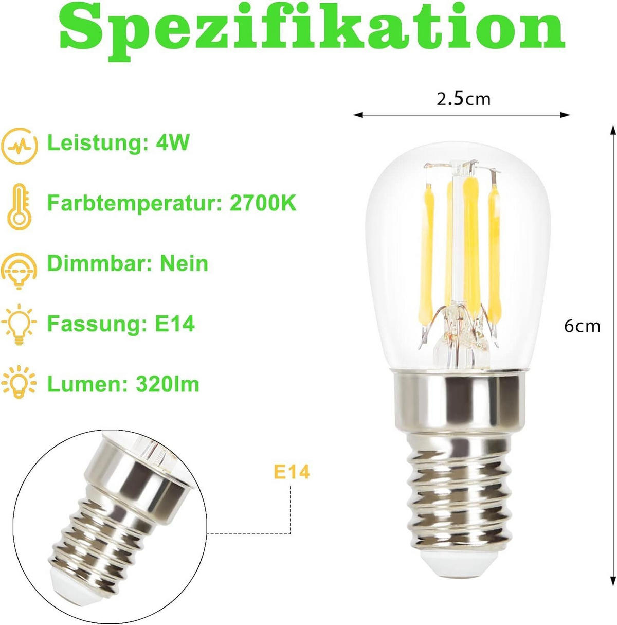 LED žárovky E14 4W (balení 10 ks) - průhledná, sklo (2.5/6cm) - Nettlife