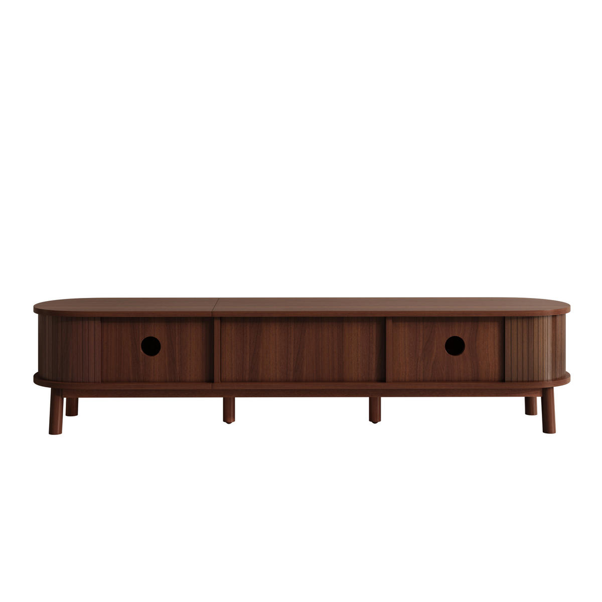 TV-SCHRANK Walnussoptik Rattan mit Schublade & Türen - Naturfarben, Holzwerkstoff (170/38/39.5cm) - Urban Meuble