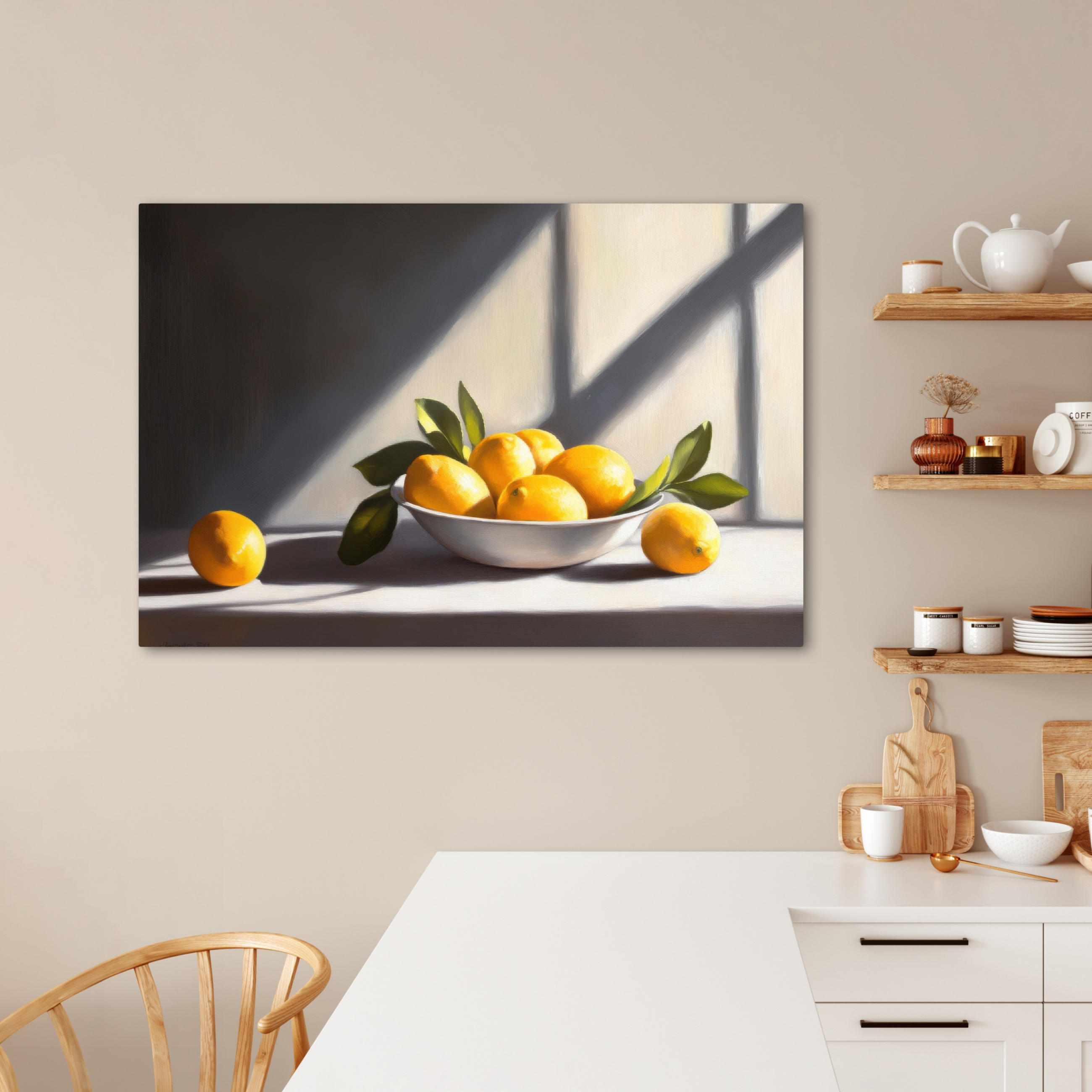 LEINWANDBILD Zitronen - Stilleben - Gelb Wohnzimmer 120x80 cm - Gelb, Textil (120/80cm) - MuchoWow