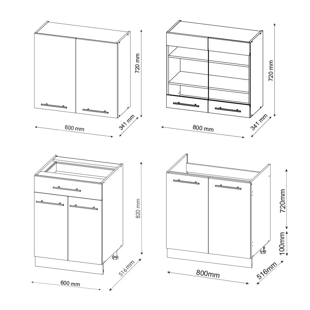 SINGLEKÜCHE Fame-Line Weiß Hochglanz/Anthrazit 140 cm, AP Eiche - Weiß Hochglanz/Anthrazit, Holzwerkstoff (140/81.6/60cm) - Vicco