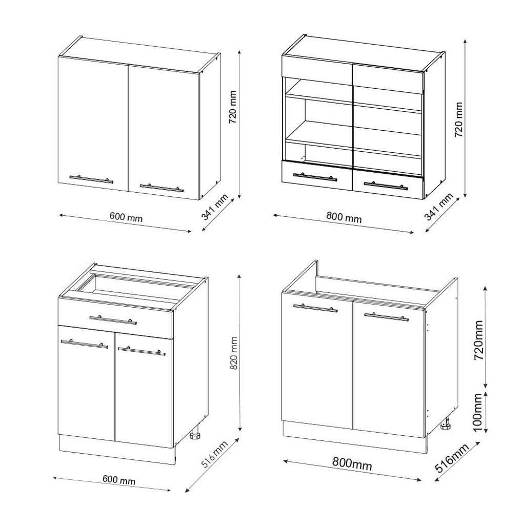 Thumbnail - Vicco Singleküche, Honigeiche, Weiß, Holzwerkstoff, Küchenblock,Rechteckig, 140x81.6x46 cm, Küchen, Küchenzeilen & Küche...