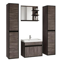 BADEZIMMERMÖBEL-SET Luani XL Bodega / Schwarz Graphit - Dunkelbraun/Schwarz, Holzwerkstoff (120.4/160/34.5cm) - Selsey