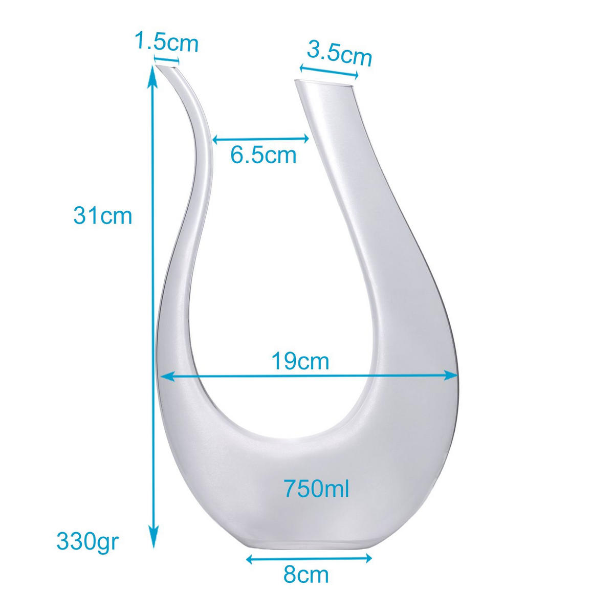 WEINKARAFFE Dekanter - Weiß, Glas (0.75L) - Intirilife