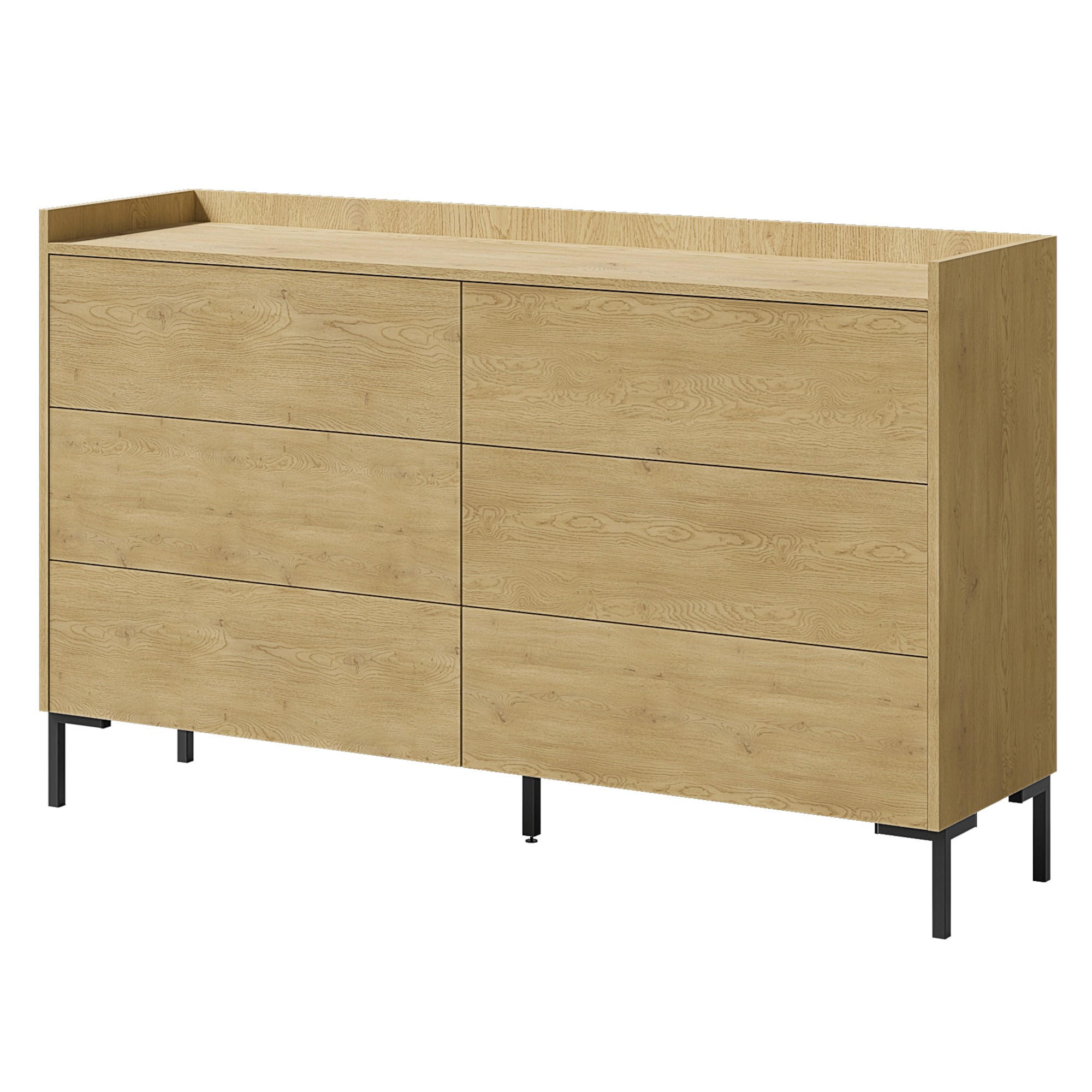 KOMMODE mit Schubladen Liam 6S 150 Cremona-Eiche - Eichefarben/Schwarz, Holzwerkstoff/Metall (150/92/41cm) - mzm24