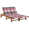 2-PERSONEN-SONNENLIEGE mit Auflagen Akazie Massivholz - Pink, Holz (118/76/200cm) - furnicato