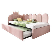 POLSTERBETT 90/200 cm aus Samt in Rosa mit Kronendesign - Rosa, Textil (90/200cm) - Flora Grace