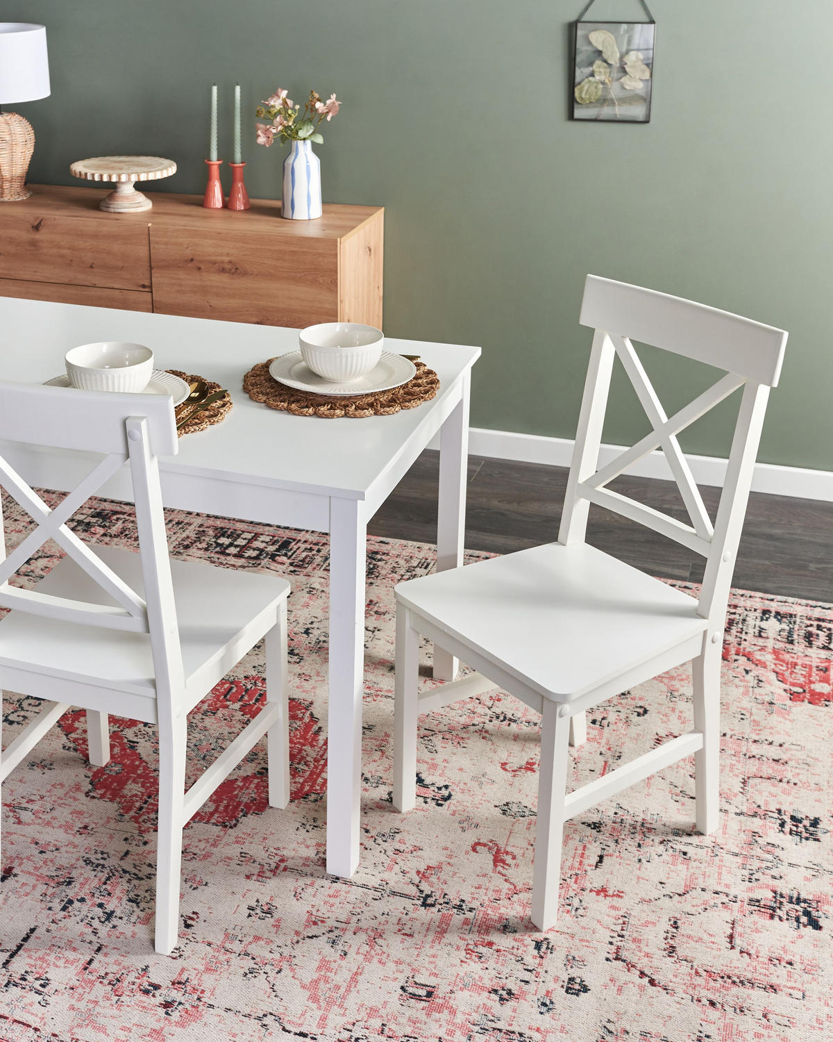 ESSZIMMERSTUHL Weiß Barlee - Weiß, Holz (43/94/40cm) - Beliani