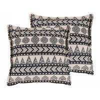 DEKOKISSEN 2er-Set Beige 45/45 cm Hentepe - Beige, Naturmaterialien/Textil (45/45cm) - Beliani