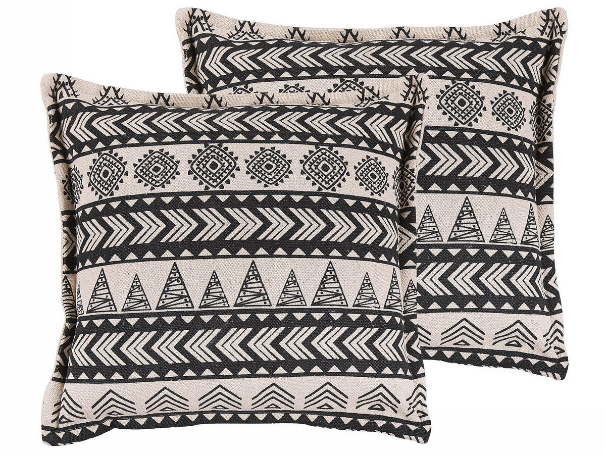 DEKOKISSEN 2er-Set Beige 45/45 cm Hentepe - Beige, Naturmaterialien/Textil (45/45cm) - Beliani