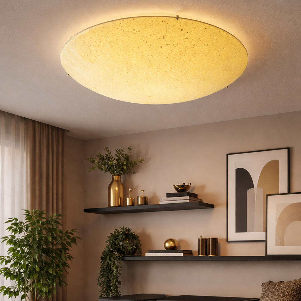 DECKENLEUCHTE Metall Glas Gelb - Gelb, Glas (39.5/39.5/8cm)