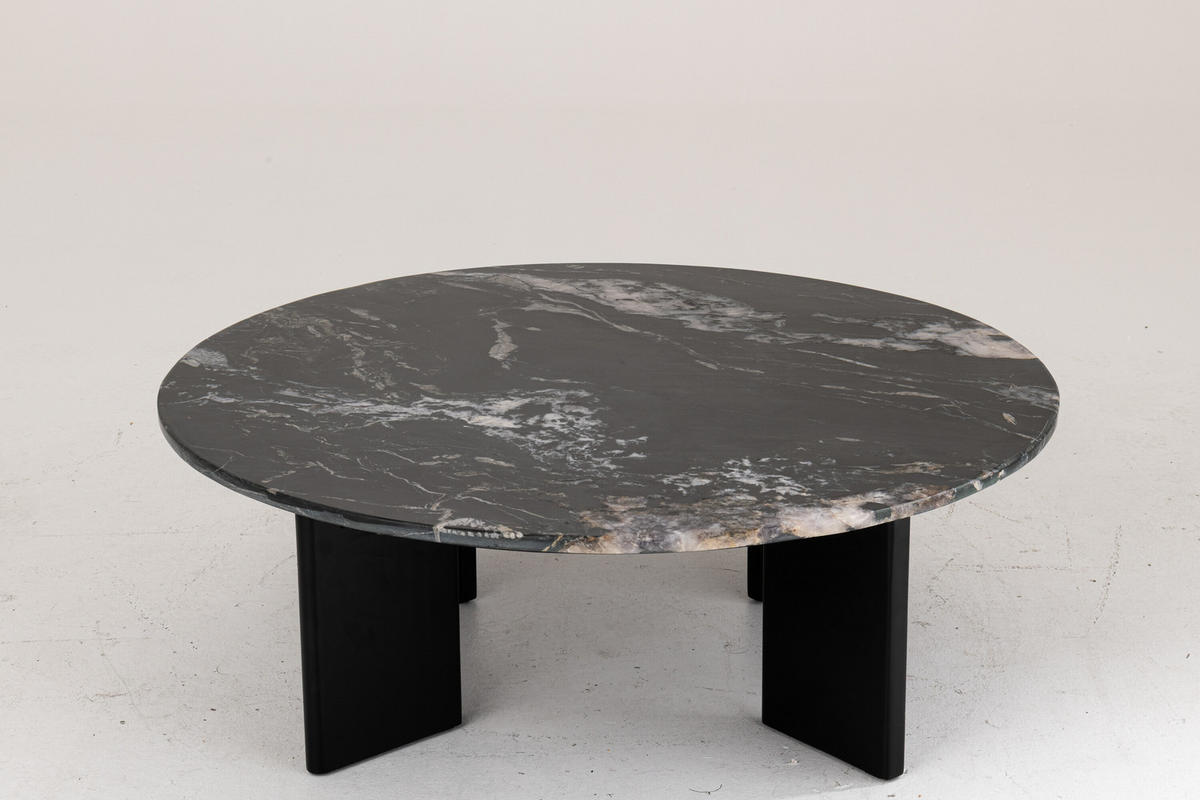 COUCHTISCH MATHILDE MARMOR Schwarz - Schwarz, Stein (90/90/30cm) - J-Line