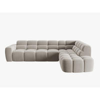 ECKSOFA rechts Lisa aus Samt leichtes beige 5 Sitzplätze - Creme, Textil (234/293cm) - Micadoni