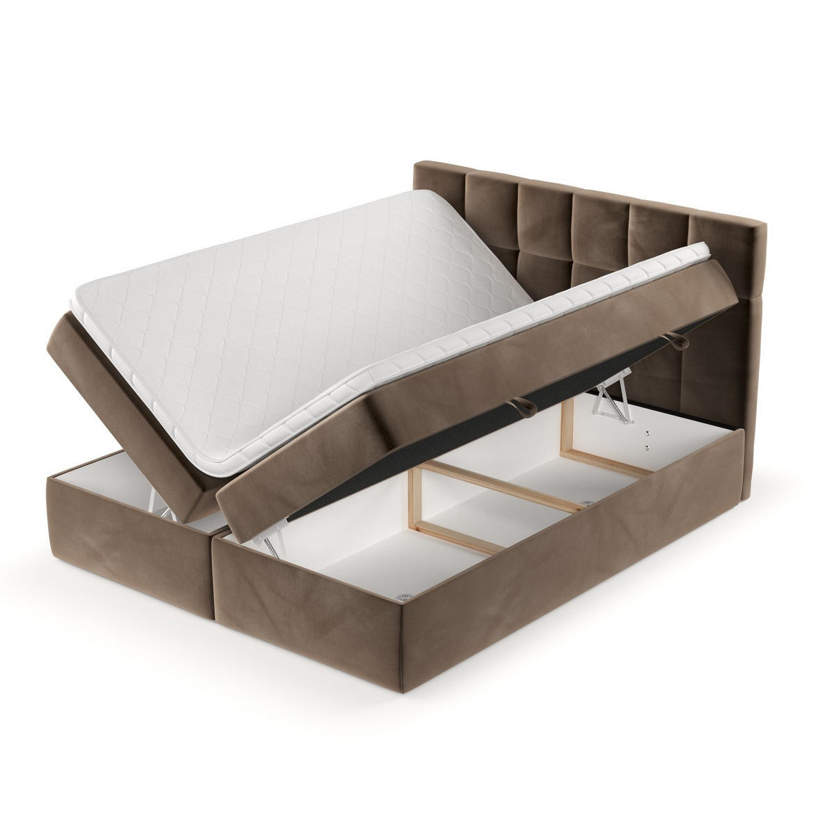 POSTEL BOXSPRING VARENO 160/200 Hnědá - černá/hnědá, kov/dřevo (160/200cm) - AltaBeds