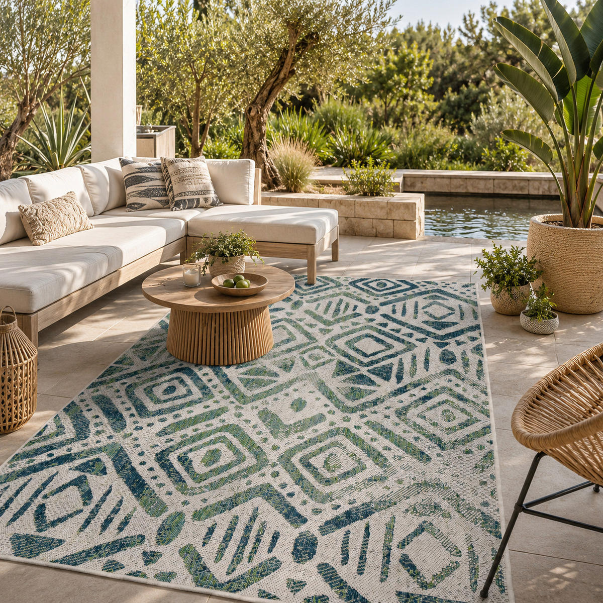 IN- UND OUTDOOR TEPPICH CARPETTO VINTAGE - Creme, Textil (120/170cm) - Pergamon