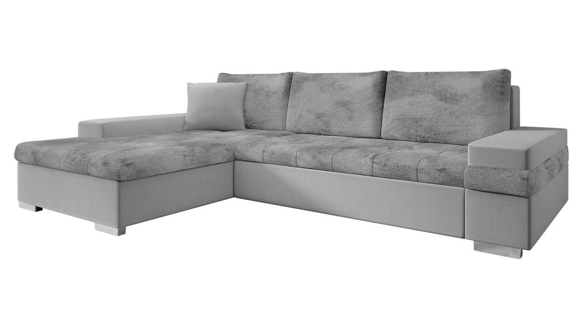 ECKSOFA Bangkok Mini Premium - Silberfarben/Graphitfarben, Holz/Textil (274/182cm) - MIRJAN24