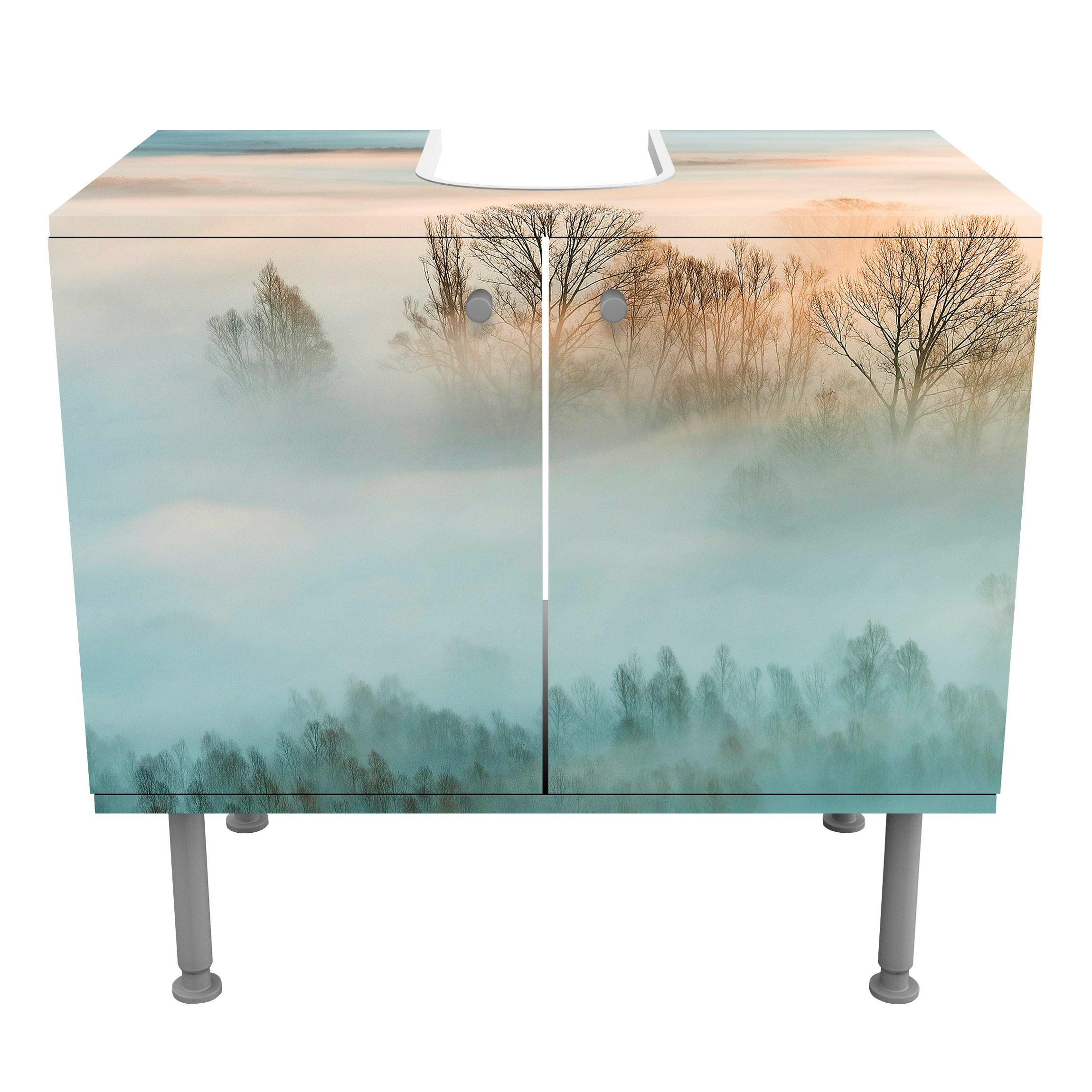 WASCHBECKENUNTERSCHRANK Nebel bei Sonnenaufgang 60/55/35 cm - Beige, Holzwerkstoff (60/55/35cm) - Bilderwelten