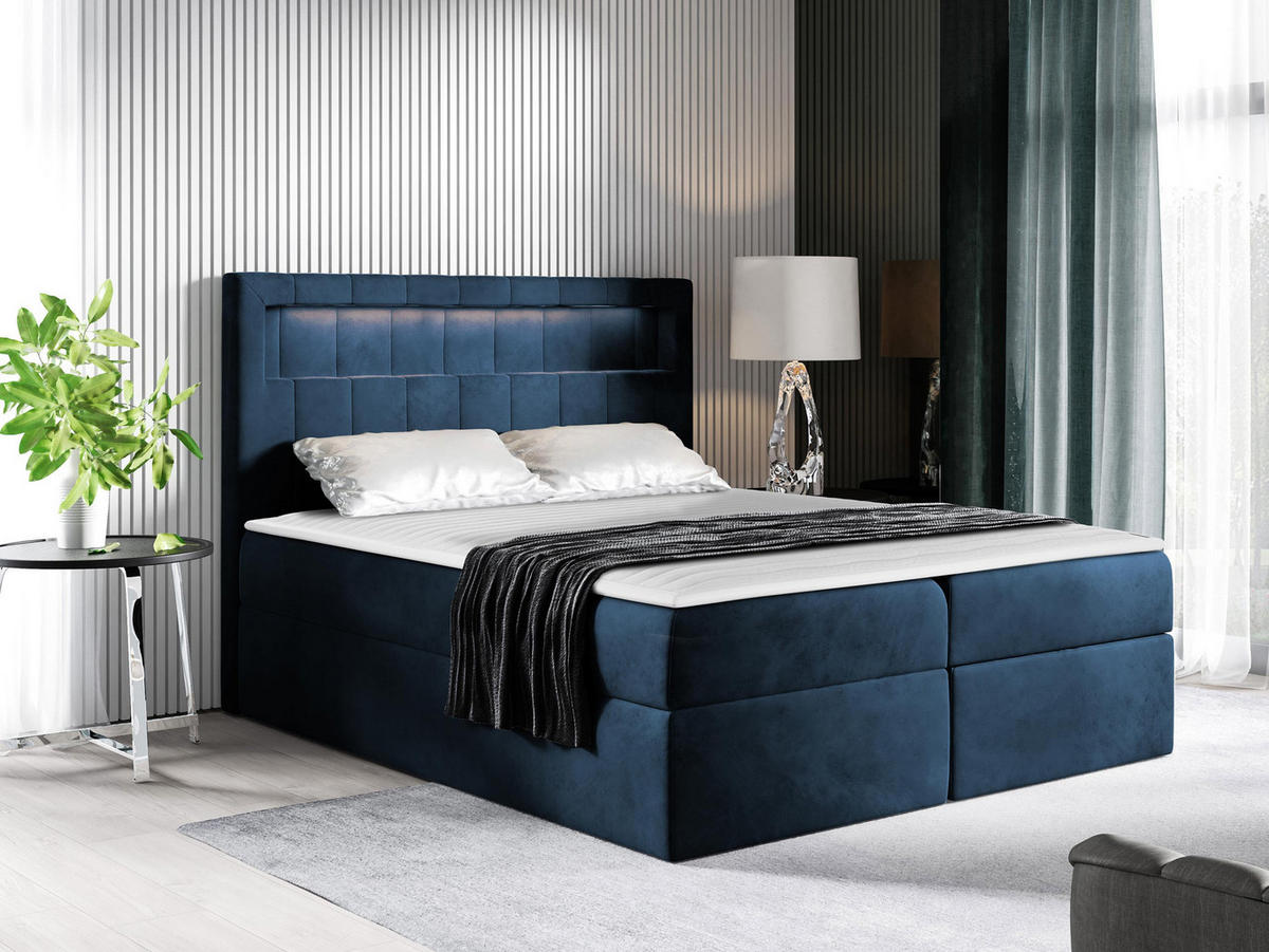 BOXBETT Aspen - Blau, Holz/Textil (140/200cm) - MIRJAN24