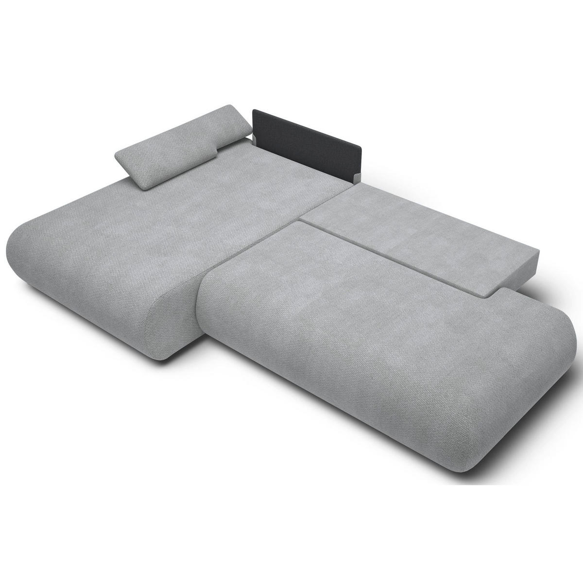ECKSOFA Armone Grau Chenille - Schwarz/Grau, Kunststoff/Textil (286/173.5cm) - Selsey