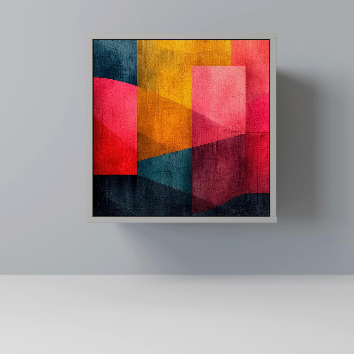 SIDEBOARD COLORFUL SOUNDS, Grau, 57,5x42x75,5 cm, Goldfarbene Metallfüße - Goldfarben/Multicolor, Holzwerkstoff/Metall (57.5/75.5/42cm) - SpaceRebels