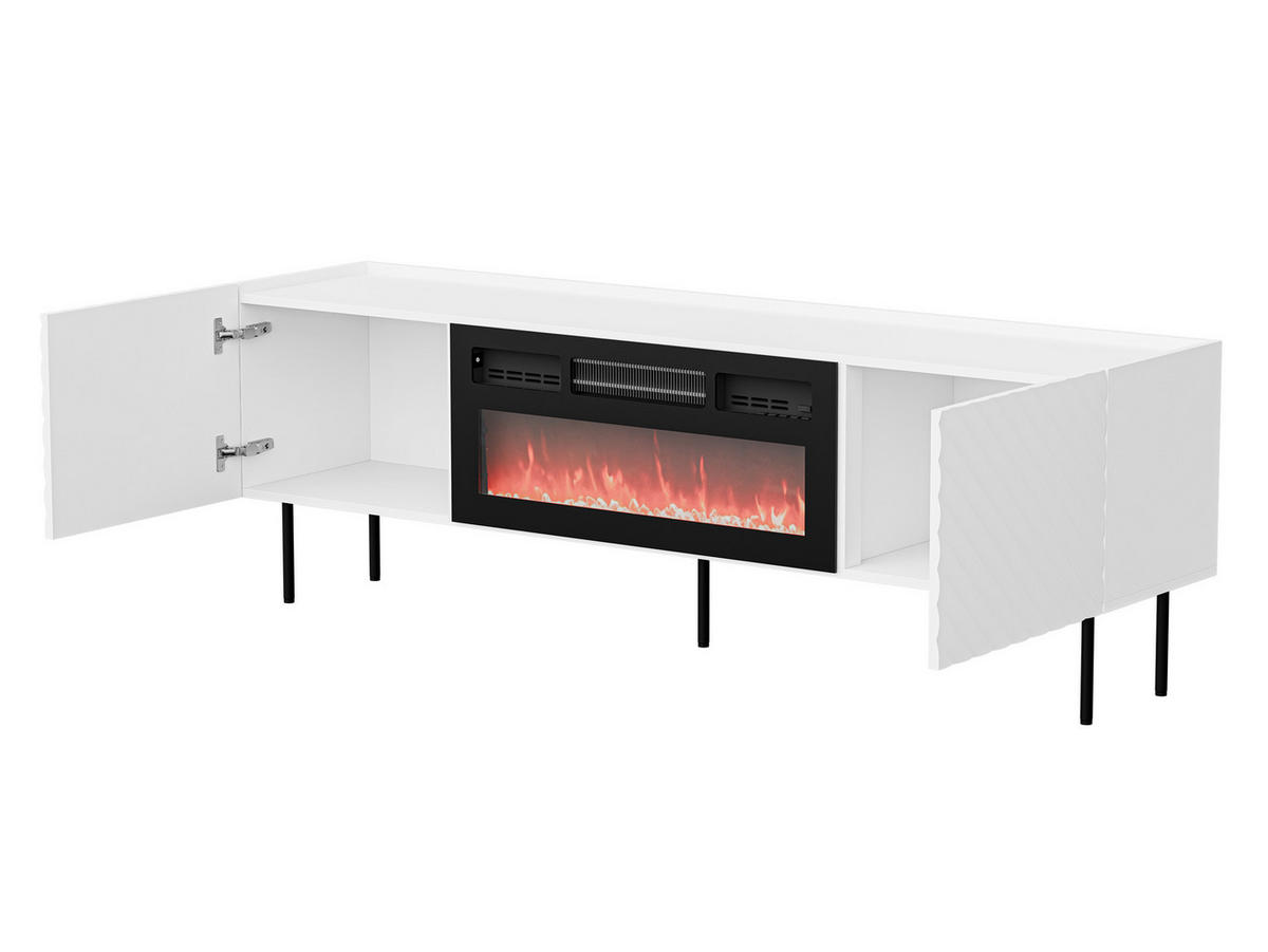 TV-LOWBOARD Lucca 180 2D mit Elektrische Kamin - Schwarz/Weiß, Holz/Holzwerkstoff (181/59/40cm) - MIRJAN24