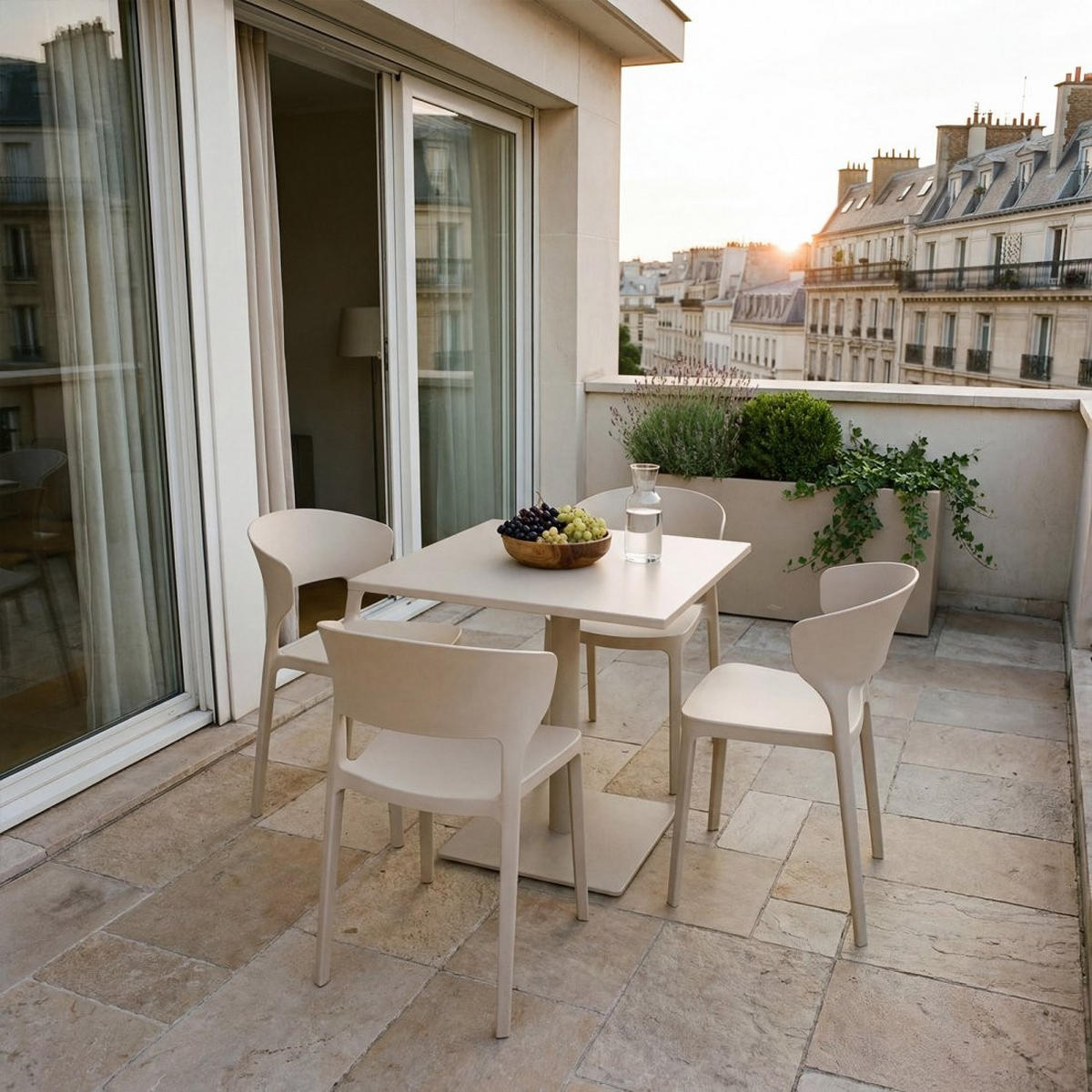 STUHL FÜR DRAUSSEN Serin Beige 48 cm x 76 cm - Beige, Kunststoff (48/76/52cm) - Klast Home