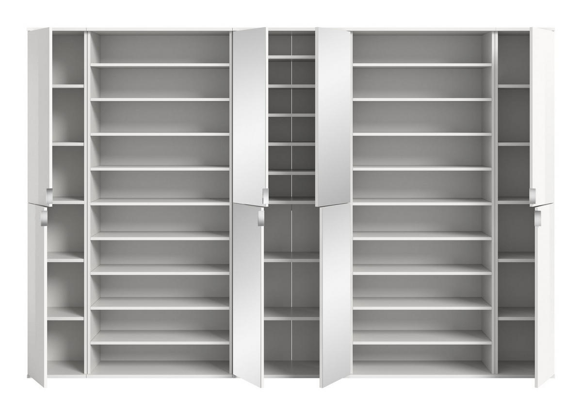 GARDEROBENKOMBINATION 5tlg. Projekt X Garderobe in weiß Nb. und weiß hochglanz B/H/T: 281x193x34 cm - Weiß, Holzwerkstoff (262/191/37cm)