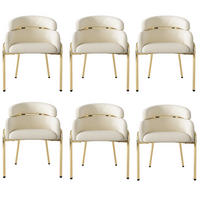 ESSZIMMERSTUHL 6er Set Samt Beige Metallbeine - Beige, Textil (54.5/78/57cm) - FLIEKS