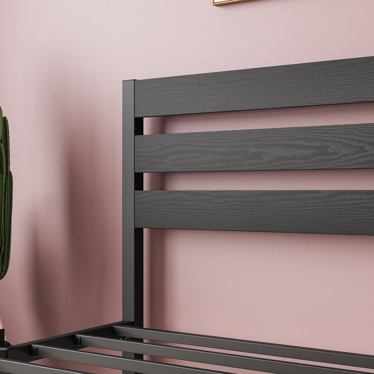 METALLBETT 90/200 mit Stauraum unter dem Bett, mit Lattenrost - Schwarz, Metall (90/200cm) - STILVORA