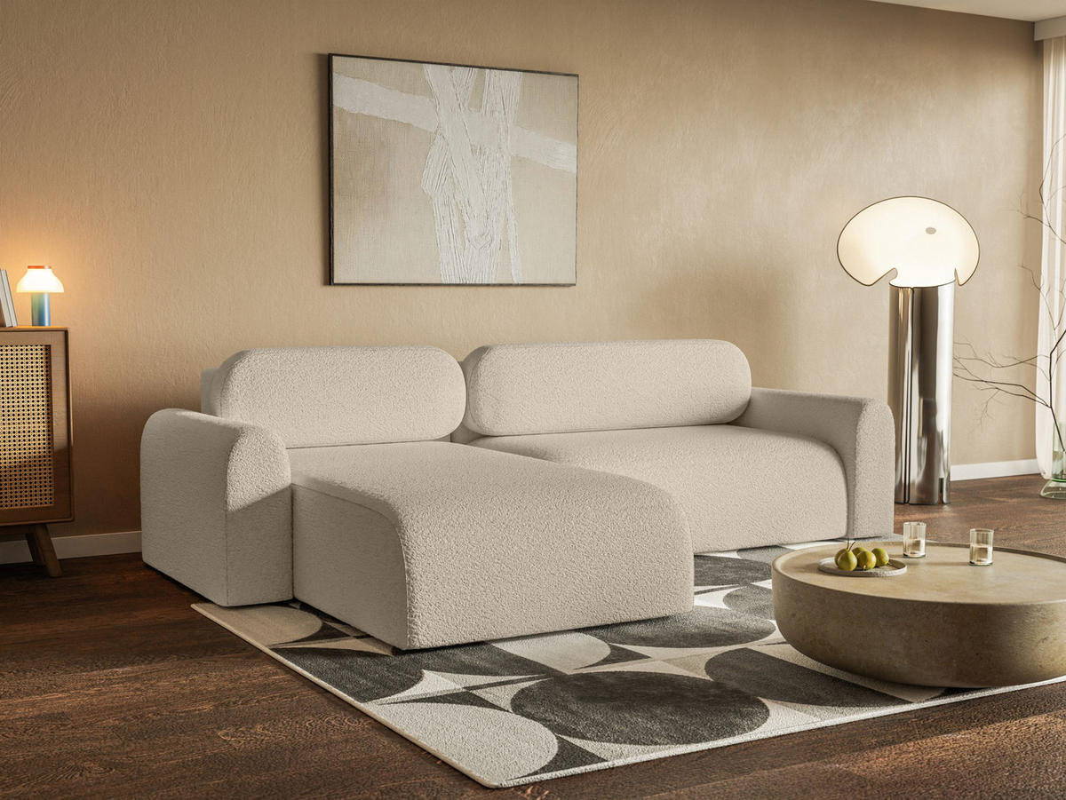 ECKSOFA Lome L mit Schlaffunktion, Beige - Beige, Textil (286/185cm) - Fedve