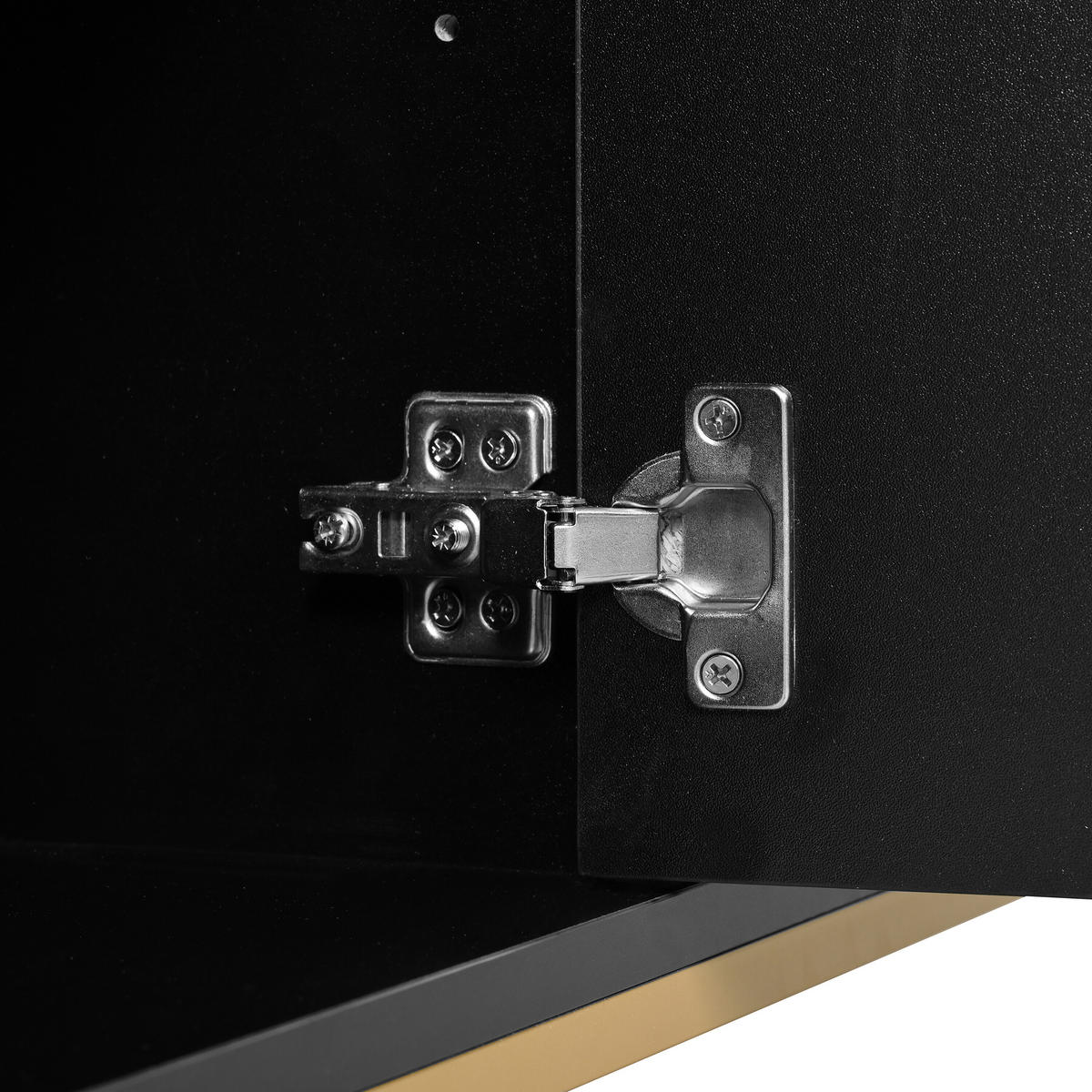 SIDEBOARD mit goldenen geometrischen Mustern - Schwarz, Holzwerkstoff/Metall (40/80/150cm) - Urban Meuble
