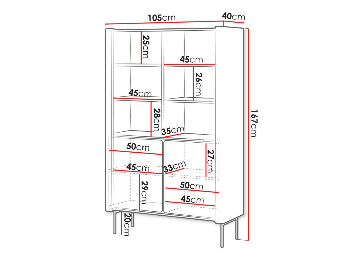 STANDREGAL Wrap R105 - Nussbaumfarben/Schwarz, Holzwerkstoff/Metall (105/167/40cm) - MIRJAN24